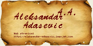 Aleksandar Adašević vizit kartica